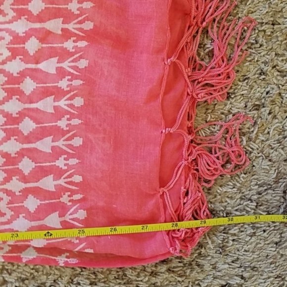 Pink Ikat Printed Scarf Wrap - Cover Up - Picture 8 of 8
